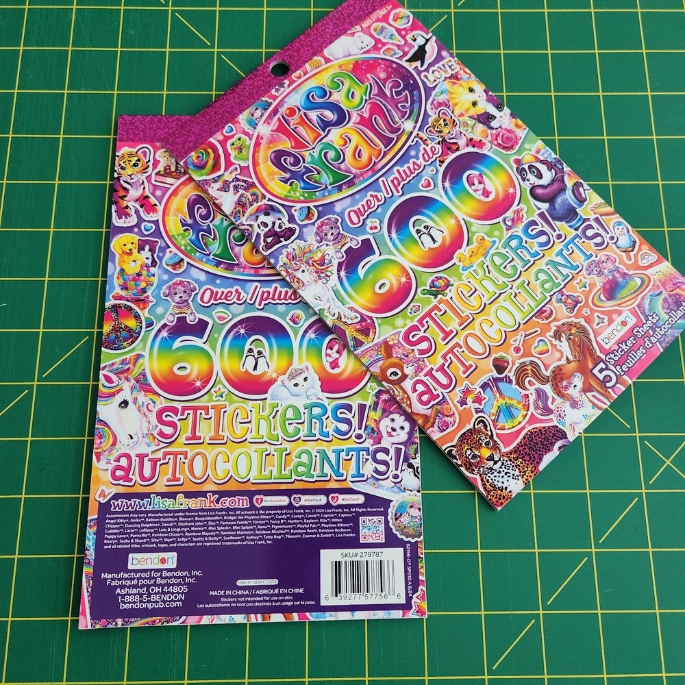 2 New Lisa Frank 600 Stickers 5 Sheets Art Crafting Summer Fun Animals Colorful